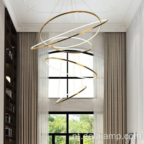 Lustre luxuoso de LED com anel espiral